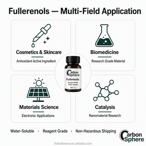 Fullerenolo Idrossilato Idrosolubile, Fullereni 99% Grado Reagente C60(OH)n N>20 Polvere Nera - Product Image 3