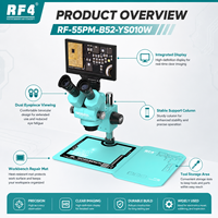 Microscope de réparation de précision à zoom continu stéréoscopique trinoculaire RF4 avec grand écran HD et construction métallique pour téléphone portable