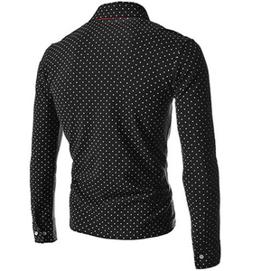T-Shirt da uomo alla moda Casual tinta unita con stampa a pois con bottoni T-Shirt in cotone T-Shirt stile stile T-Shirt Slim da uomo - Product Image 6