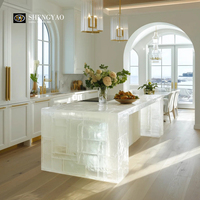 Comptoir de bar moderne en cristal de quartz rose avec éclairage LED, transparent et lumineux, pour la maison, l'appartement, la table