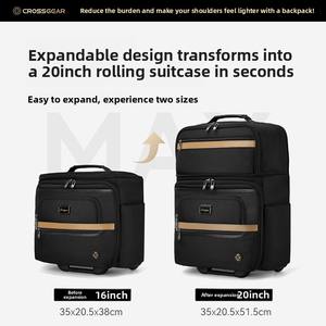 CROSSGEAR Prix de gros Bagage à roulettes en nylon imperméable à carreaux avec 2 roues pivotantes et sac à roulettes extensible durable - Product Image 2