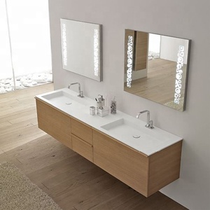 OEM Sinered Design moderne Ensemble de meubles pour salle de bain à double vasque mural Carcasse en aluminium Smart Mirror Stone Dessus en marbre OEM - Product Image 6
