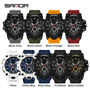 SANDA 9094 นาฬิกาอิเล็กทรอนิกส์สำหรับเล่นกีฬาแบบจอแสดงผลคู่ นาฬิกาข้อมือลำลองทันสมัยกันน้ำสำหรับวัยรุ่นนักเรียนปีนเขา - Product Image 6