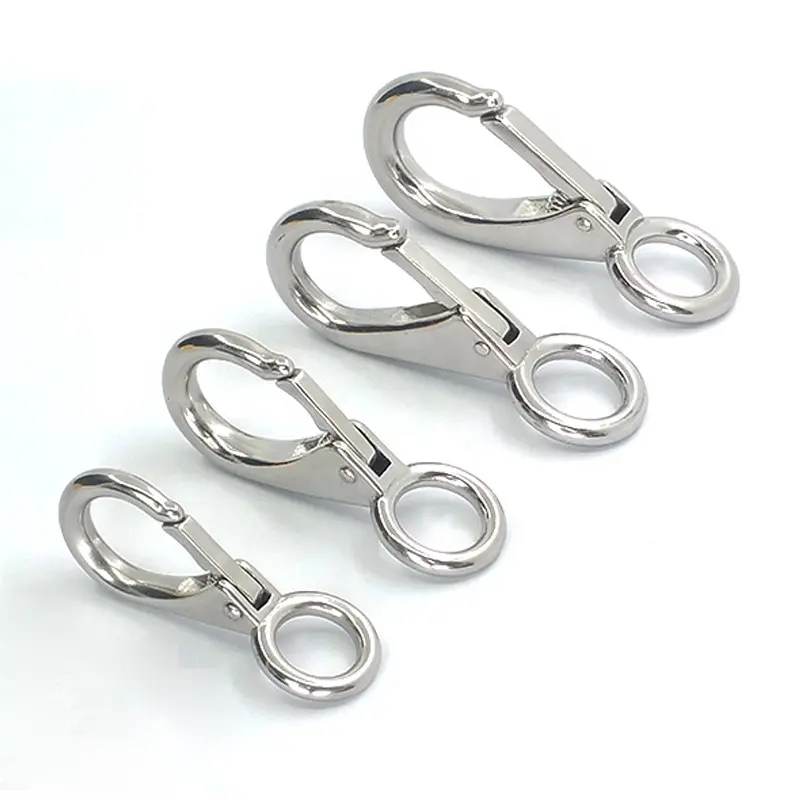 Fabrik Schnapphaken feste Auge Hunde-Schnapphaken langlebiges Edelstahl-Beutelband Carabiner Metall feste Auge Schraube Schnapphakenklips