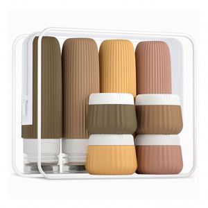 ชุดอุปกรณ์อาบน้ำแบบพกพา 8 in 1 ป้องกันการรั่วซึม พร้อมโลโก้สั่งทำพิเศษ ชุดขวดเติมสำหรับเดินทาง - Product Image 1
