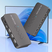 Conmutador KVM FJGEAR FJ HK401 4X1 USB 4 en 1 Salida 4K 30Hz Conmutación Manual Negro para Oficina PC Escritorio Ahorra Espacio Aumenta la Eficiencia Laboral