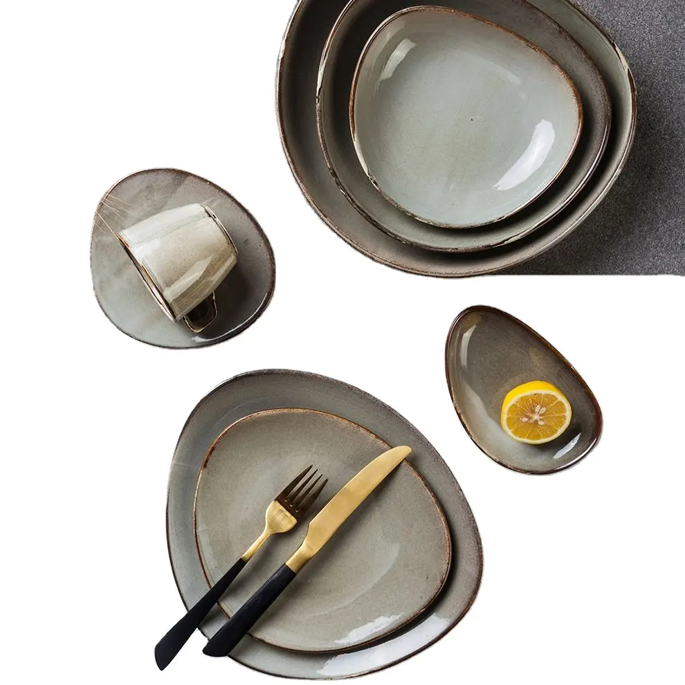 Нерушимая фарфоровая посуда в японском стиле, набор посуды для домашнего ужина, фарфоровые тарелки, керамическая посуда
