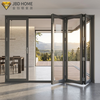 Porte pliante bi-fold moderne en aluminium avec double vitrage trempé AS2047 CE, isolation thermique, pour balcon, patio, villa