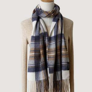 Bufanda de Cachemira 100% Pura con Diseño de Tartán a Cuadros para Otoño e Invierno, Gruesa, para Mujer, con Borlas, YHK0094 - Product Image 2