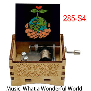 Boîte à musique en bois vintage Sankyo Mechanism, quel monde merveilleux, souvenir spécial et mignon pour les amis, la famille, cadeaux de Noël - Product Image 6