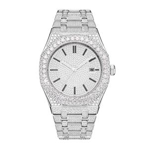 高級ユニセックスダイバーアラームメカニカルウォッチフルダイヤモンドVVSアイシックモアッサナイトガラスアナログディスプレイステンレススチール - Product Image 3