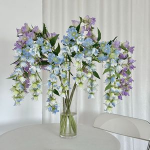 ดอกลิลลี่ออฟเดอะแวลลีย์ประดิษฐ์ยี่ห้อยาซูโนบุ ดอกไม้แขวนผ้าไหม สีม่วง น้ำเงิน ขาว สำหรับตกแต่งงานแต่งงานและบ้าน แบบก้านเดี่ยว - Product Image 4