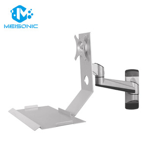 Support mural pour moniteur unique Meisonic FE199KBL-2 en alliage d'aluminium argenté, <span class=keywords><strong>bras</strong></span> de moniteur industriel réglable pour écran de <span class=keywords><strong>27</strong></span> <span class=keywords><strong>pouces</strong></span> - Product Image 1