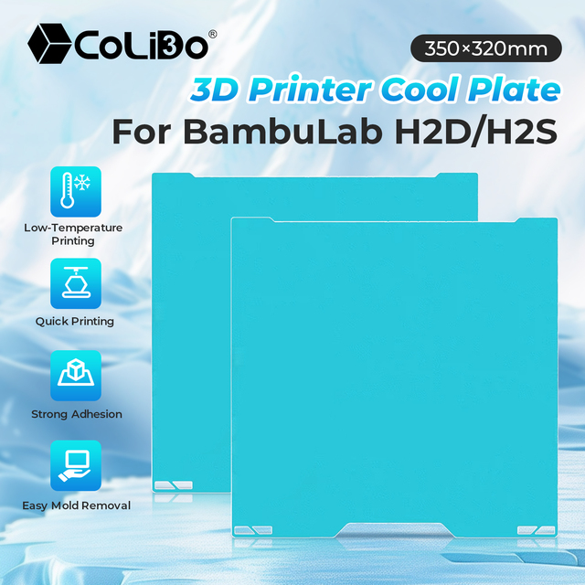 CoLiDo Low-Temp Cool Build Plate for Bambu Lab H2D/H2S Cool Plate 350*320mm Textured Surface 3D Printer Bed