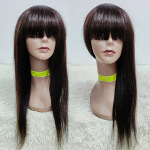Letsfly Perruque avec Bang Soyeux Droite Naturelle Noir frange perruques Vierge Cheveux Humains En Gros Personnaliser Long Pouces Livraison Gratuite - Product Image 1