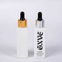 Flacon compte-gouttes carré en verre blanc écologique de 30 ml pour sérum de soin de la peau et collyre