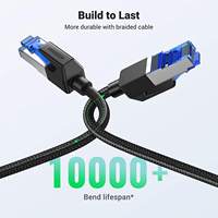 Kabel Ethernet UGREEN Cat 8 Kecepatan Tinggi Terjalin 40Gbps 2000Mhz Kabel Jaringan Cat8 RJ45 Terlindung untuk Dalam Ruangan Kabel LAN Tugas Berat