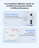 Repetidor/Extensor POE IEEE 802.3af/at de 1 Entrada y 2 Salidas, 10/100 Mbps, para Sistemas de Seguridad con Cámaras IP