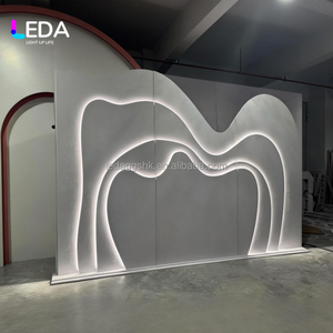 LEDA - Fondo de Escenario 3D con Luz Blanca Cálida, Decoración para Bodas, Panel de Fondo de PVC Acrílico con Forma de Ola Blanca para Eventos - Product Image 3