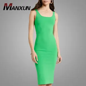 Phụ Nữ Thời Trang Quần Áo Không Tay Màu Xanh Lá Cây Dresses Sexy Backless Bodycon Slim Fit Phụ Nữ Trưởng Thành Dài Dress Cho Đảng