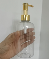 Emballage cosmétique vide, flacon pompe en plastique blanc givré de 250 ml avec bouchon doré