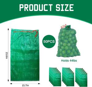 Sacs réutilisables en maille LDPE Huamaohengchun durables de 44 lb, 50 pièces, 15,7x23,6 pouces, avec cordon de serrage pour le stockage des pommes de terre, des agrumes et des écrevisses - Product Image 4