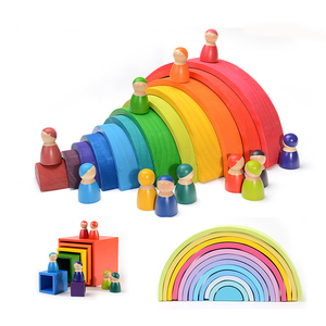 Blocs de construction <span class=keywords><strong>en</strong></span> <span class=keywords><strong>bois</strong></span> <span class=keywords><strong>Montessori</strong></span> <span class=keywords><strong>arc</strong></span>-<span class=keywords><strong>en</strong></span>-<span class=keywords><strong>ciel</strong></span> empilables, jeu d'apprentissage, blocs de construction familiaux - Product Image 1