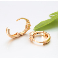 Fabrikant Voorraad Premium Op Maat Gemaakte Valentijnsdag Party Huidvriendelijke Centrale Grote Zirkoon Zijdelingse Kleine Edelsteen Gebogen 14K/24K Gouden Oorbellen