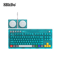 Teclado mecánico 8Bitdo Retro87, azul agua transparente, inalámbrico BT de tres modos, universal para PC y portátiles.