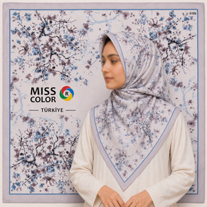 Pañuelo Cuadrado de Voile Estampado de Lujo Miss Color, Hijab Turco Transpirable de Poliéster Chifón Premium, Casual, Bursa, Turquía - Product Image 1