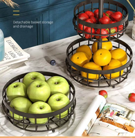 Corbeille à fruits en métal à 3 niveaux avec support pour bananes, support de rangement pour légumes sur comptoir pour cuisine et table à manger