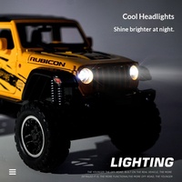 Modèle de voiture miniature en métal à l'échelle 1:24, Wrangler Rubicon, jouet avec effets sonores et lumineux, action de recul, 4 portes ouvrables, grandes roues, tout-terrain, pour garçons