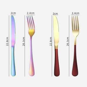 Thép không gỉ bóng titan Bộ đồ ăn vàng đen, dao, nĩa, muỗng, Bộ thìa trà, phụ kiện nhà bếp - Product Image 3