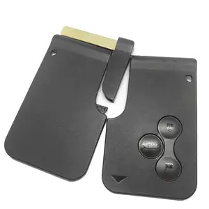 Carte à puce QSF 3 boutons pour r-enault Clio Logan Megane 2 3 Koleos étui à cartes scénique coque de porte-clés de voiture noire avec petite clé