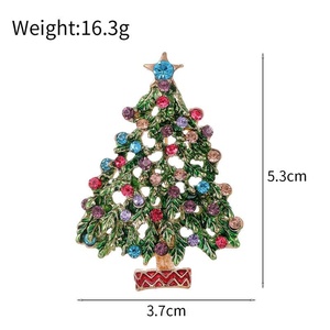 Broche Épinglette Arbre de Noël en Émail et Strass, Pin's de Revers Festif pour Blazer, Manteau, Écharpe, Cadeau, Accessoire de Vente en Gros et au Détail - Product Image 2