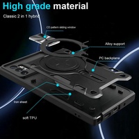 Étui de téléphone portable à fenêtre coulissante pour Samsung Note 10 Plus 4G armure de protection robuste de qualité militaire couverture arrière antichoc noir