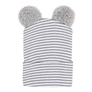 Nouveau Bonnet Turban Rayé en Coton pour Nouveau-né, Chapeau de Naissance pour Bébé Fille, Bonnet Doux à Motif Ours de Dessin Animé pour Tout-petit, Bandeau Chaud pour Bébés - Product Image 6