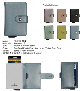 Tarjetero Minimalista CardHoda con Bloqueo RFID, Cierre de Broche, Cuero Sintético de Microfibra, Unisex, Cartera Corta, Azul Claro - Product Image 3