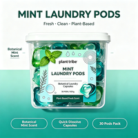 Capsules de lessive solubles à la menthe poivrée, parfum menthe fraîche, nettoyage en profondeur, élimination des taches, parfum longue durée, perles de lessive