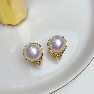 อุปกรณ์ทำเครื่องประดับเงินแท้ S925 สำหรับงาน DIY ประดับมุก ต่างหูเงินแฟชั่น พร้อมลูกปัดกลมขนาด 9-10 มม. และถาดเปล่า 21759 - Product Image 2