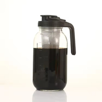 Bocal en verre Mason de 64 oz avec poignée et bouchon, grand récipient de stockage d'eau de 2000 ml, avec ligne de mesure, personnalisable, pour le camping et les activités de plein air, qualité alimentaire
