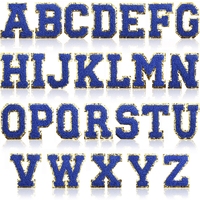 Patchs brodés en chenille bleu roi de 5,5 cm avec lettres thermocollantes pour la décoration de vêtements