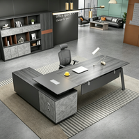 Escritorio Ejecutivo Moderno en Forma de L con Gabinete Lateral, Estación de Trabajo de Lujo para CEO, Muebles de Oficina