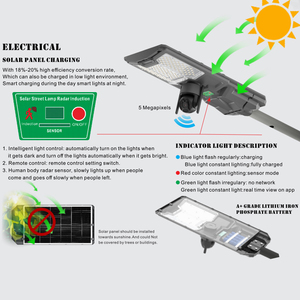 Directo de fábrica Impermeable IP65 Farola SMD 800W 1200W Integrado Todo en uno CCTV Led Farola solar - Product Image 5