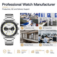 Montre chronographe à quartz pour homme, en acier inoxydable, avec cadran à aiguilles, affichage de la date, étanche, montre de luxe