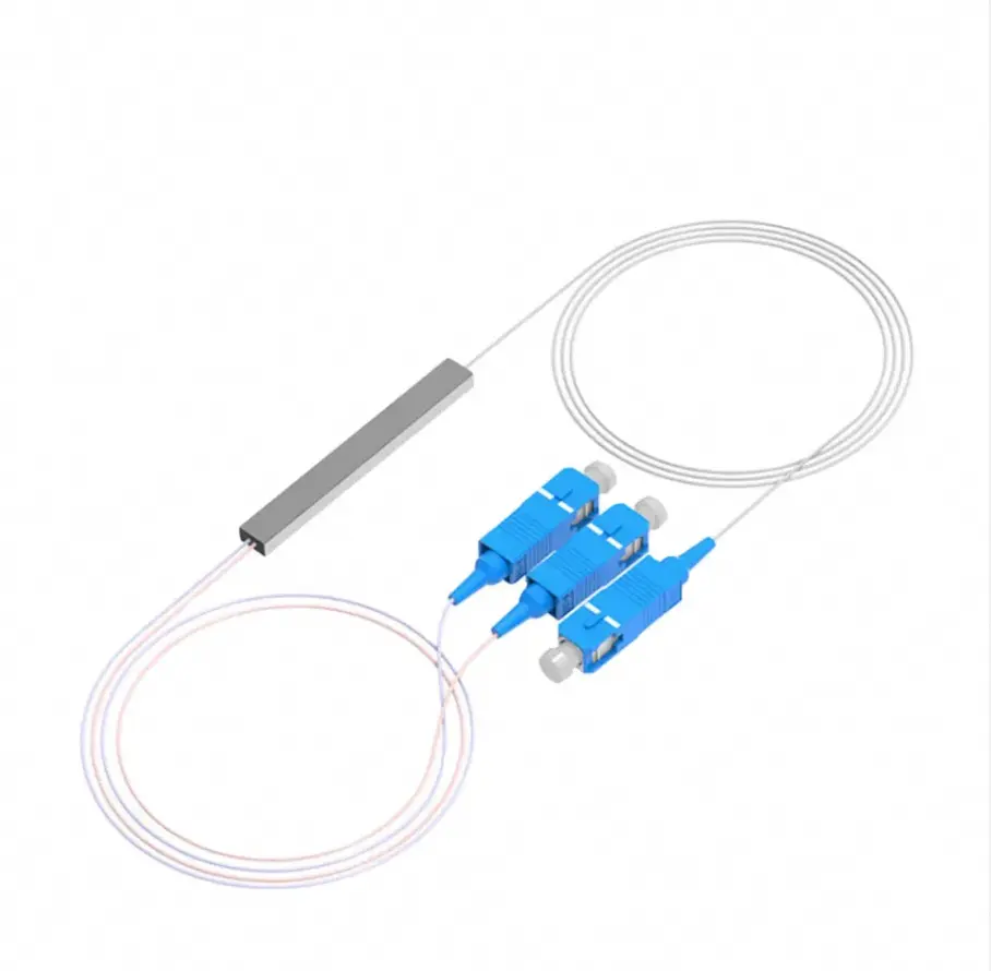 Produsen peralatan kabel serat optik menjual 1 meter panjang 1*2 PLC miniatur konektor kabel serat optik SC/UPC langsung