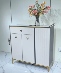 Mueble Zapatero Moderno para Entrada, Consola de Almacenamiento de Madera Blanca y Gris con Cajón y Puerta para el Recibidor del Hogar - Product Image 2