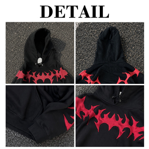 Sweat-shirts pour hommes personnalisés avec broderie 3D, patchs vieillis, coupés et cousus, effet délavé à l'acide - Product Image 6