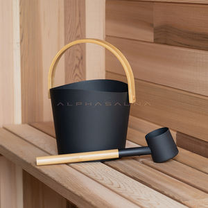 サウナ 用品 ブラック アルミ製 サウナ バケツ と ラドル セット - Product Image 3