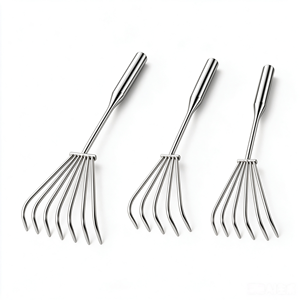 Râteau de jardin manuel en acier inoxydable avec manche métallique, 3/5/7 dents, cultivateur multi-longueurs, outil de jardinage <span class=keywords><strong>pour</strong></span> ferme, cour, plage et coquillages - Product Image 2